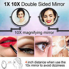 LANSI extendable-arm magnifying mirror adjusts to grooming angles