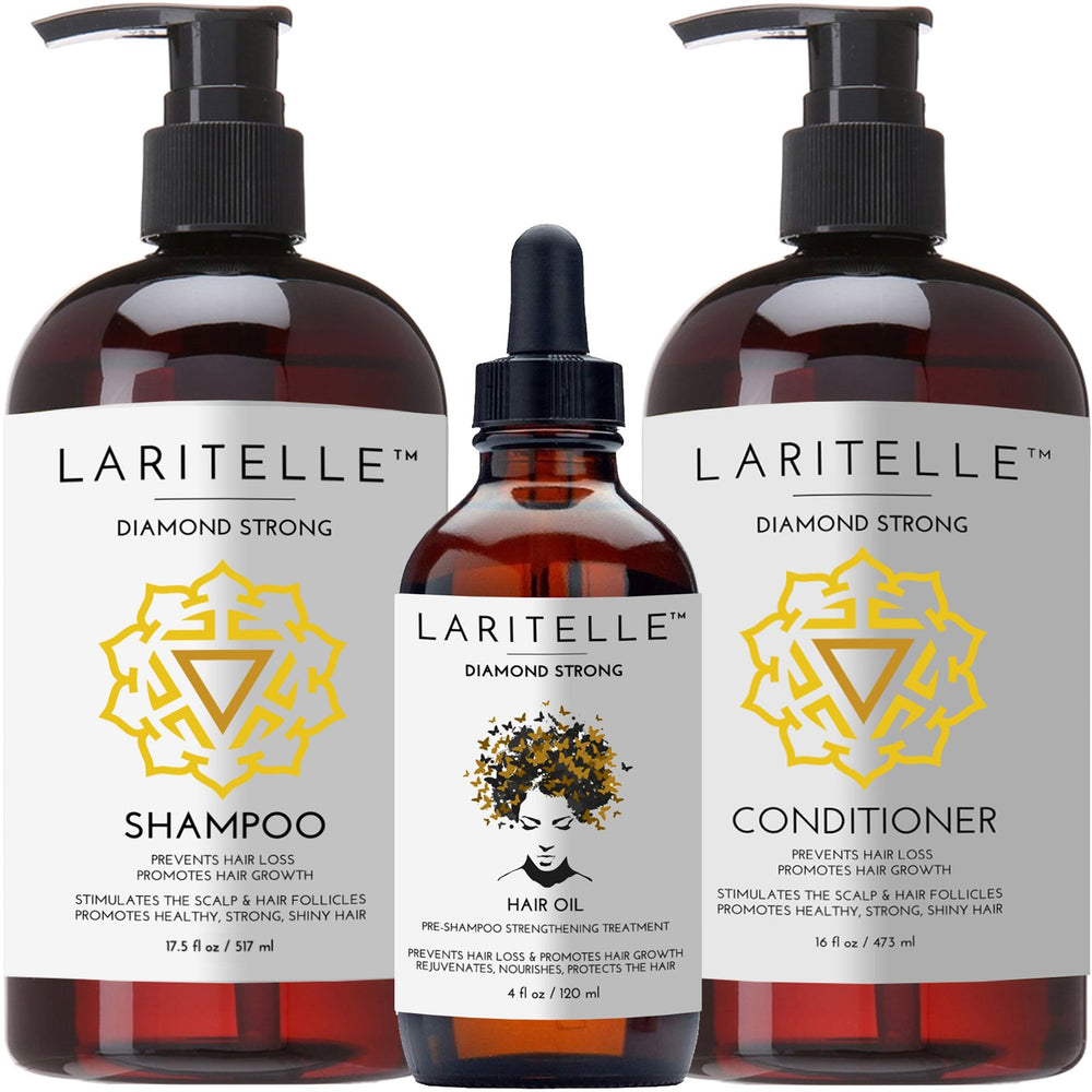 Laritelle Diamond Strong shampoo bottle promotes scalp refreshment and stronger strands