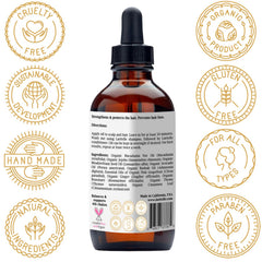 Laritelle Organic Hair Loss Prevention bottle closeup showcases premium organic formula for hair vitality.