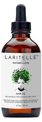 Laritelle Organic Hair Loss Prevention bottle pour supports scalp health and nourishes hair.