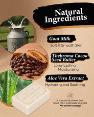 LAROSANNA soap blends cocoa butter and aloe vera for soothing skin.