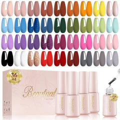 Larvall Beautpal 40pcs gel polish set box displaying color range and finishes.