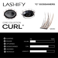Closeup of Lashify 12mm Curl Gossamer in Truffle display