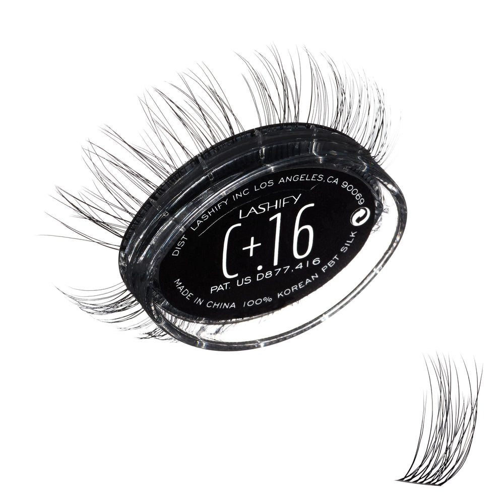 Lashify Curl Plus+ 16mm Gossamer cartridge closeup for delicate, natural-looking lashes