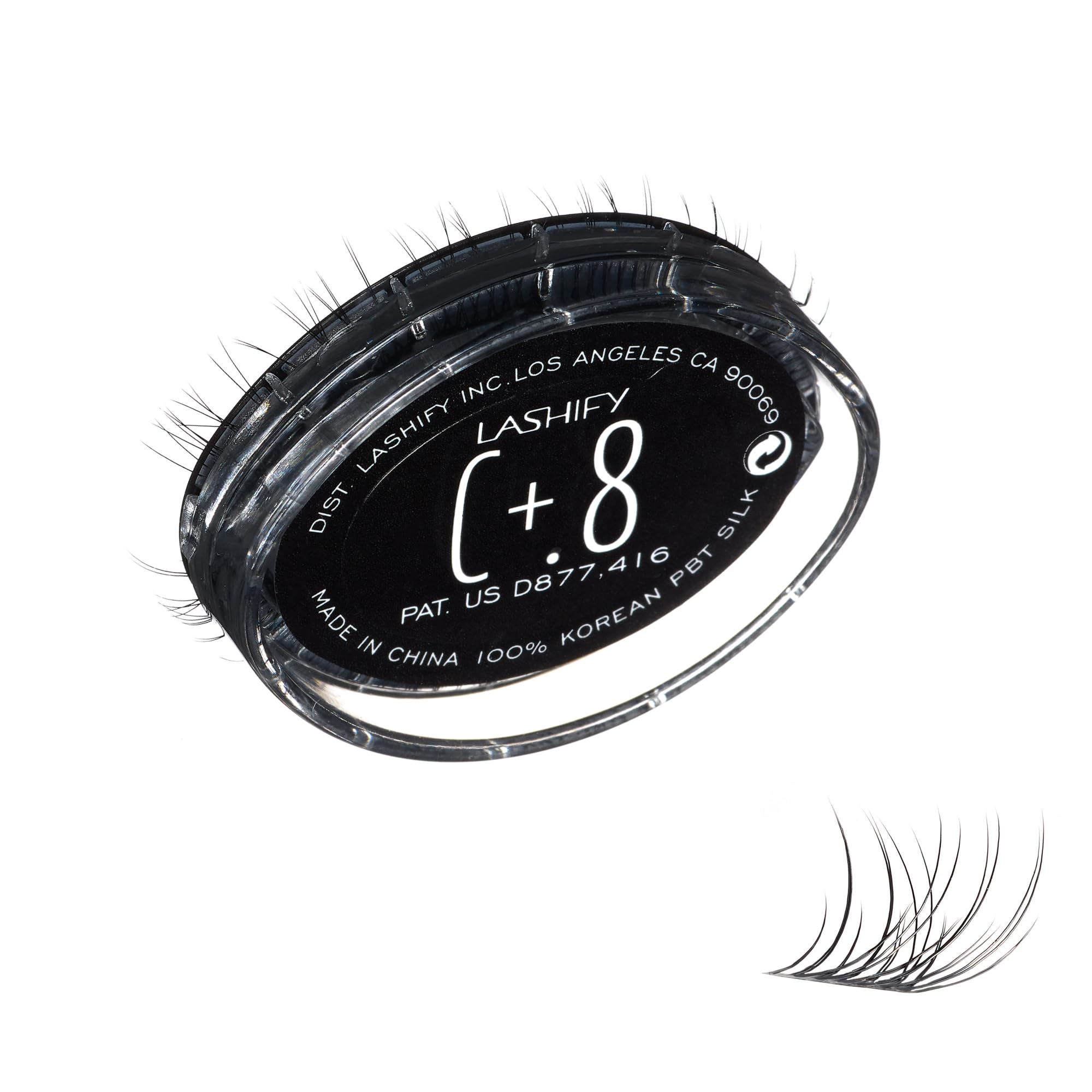 Lashify Curl Plus+ 8mm Gossamer cartridge in black for natural lift
