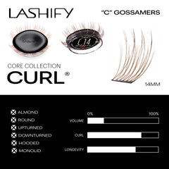 Lashify gossamer lashes on eye for a natural, effortless enhancement.