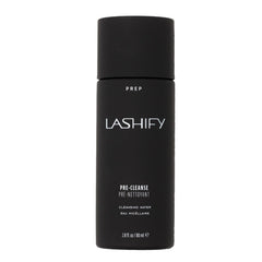 Lashify Pre-Cleanse Cleansing Water 80ml bottle close-up for oil-free lash prep