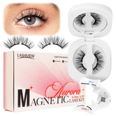 LASHVIEW Aurora magnetic lashes shown with quick 3-second application.