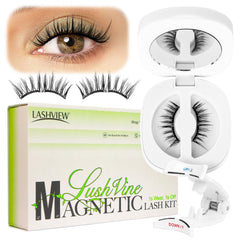 LASHVIEW magnetic eyelashes with applicator for quick, precise application.