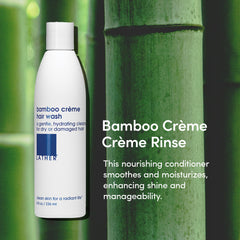 LATHER Bamboo Crème Conditioning Rinse with wheat protein for moisture.