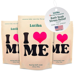 Latika I Heart Me bath soak set collection for calming at-home rituals.