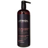 LATINOIL Platinum Black Shampoo bottle front, tone-balanced blonde shine.