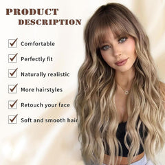 Lativ Blonde Wig side view shows bangs and ombre texture for versatile looks