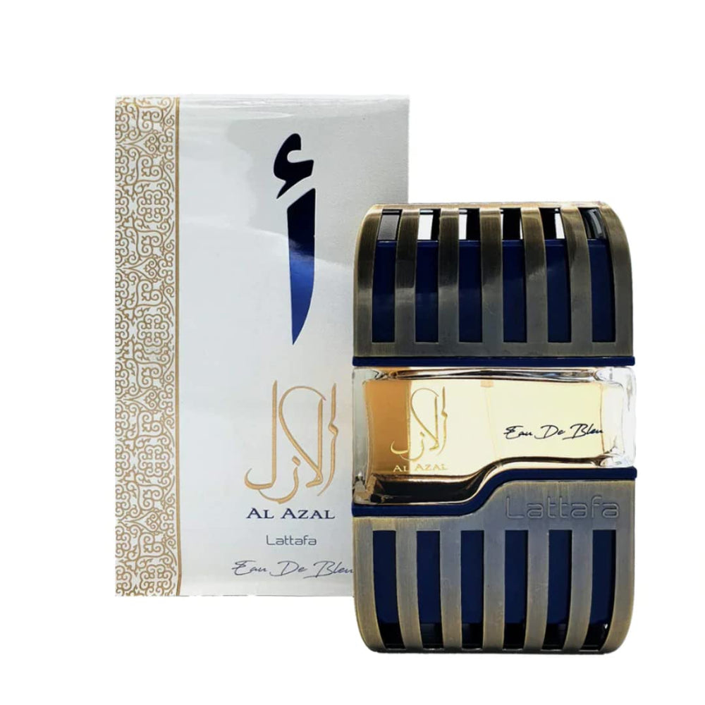 Lattafa Al Azal bottle angled, bold oud aroma for evening wear