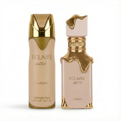 Lattafa Eclaire 200ml body spray showcasing refreshing, all-day wearable freshness.