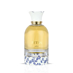 Lattafa Petra EDP close-up cap highlights premium detailing and refined presentation