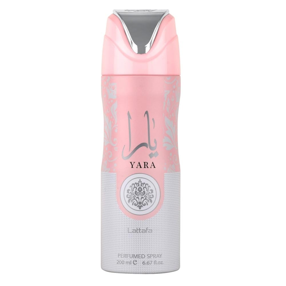 Lattafa Yara perfumed deodorant spray bottle offers all-day freshness for daily wear