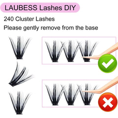 LAUBESS DIY lash extension kit with fluffy clusters for home use.