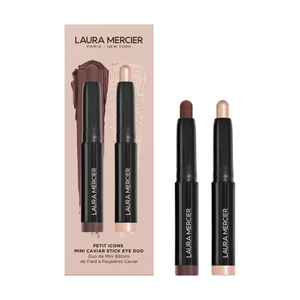 Laura Mercier Caviar Stick Duo packaging signals luxury and long-lasting color.