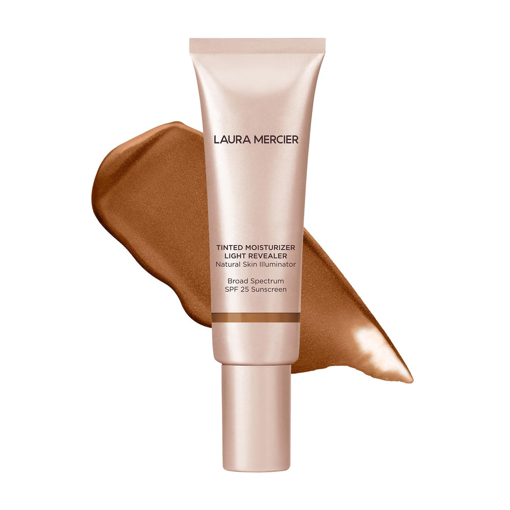 Laura Mercier Tinted Moisturizer Light Revealer bottle closeup with SPF 25 protection.