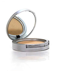 Lauren Brooke Cosmetiques pressed foundation bottle close-up showing soft matte finish for even skin tone