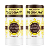 Lavanila Vanilla Lemon Deodorant bottle shows aluminum-free protection for long-lasting freshness.