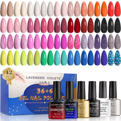 Lavender Violets 36-gel colors palette for vibrant, long-lasting manicures