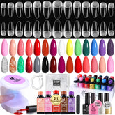 Lavender Violets gel nail kit with UV lamp for at-home manicures.