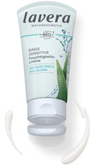 Lavera Basis Sensitive Cream texture close-up showing light finish