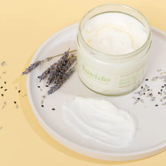 Lavido oils bottle with nigella, tea tree, and evening primrose oils visible.