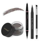 LAVONE eyebrow kit ebony pen close-up showing precise microblade strokes