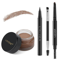 LAVONE eyebrow stamp kit ash brown packaging ready for quick on-the-go brow shaping.
