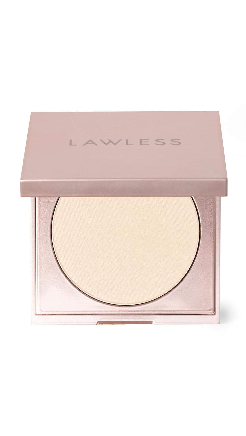 Lawless Banannie brightening powder compact close-up showing smooth, even skin finish