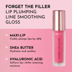 Lawless Forget The Filler gloss close-up, glossy finish and hydrated look.