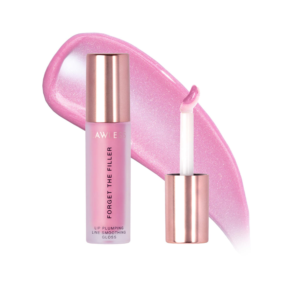 Lawless Forget the Filler lip-plumper bottle shows nourishing shine and plump-looking lips