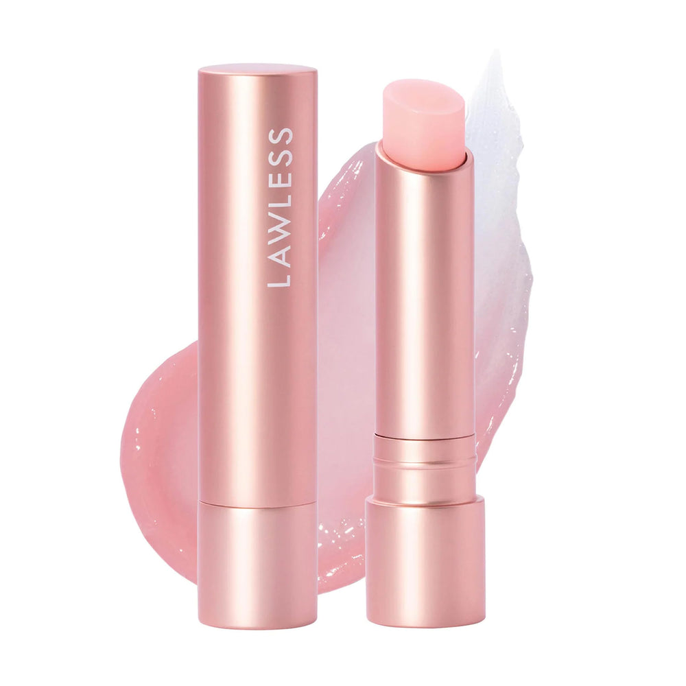 LAWLESS Forget the Filler pink marshmallow balm tube provides plump hydration.