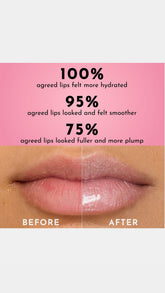 LAWLESS lip gloss with shea butter and rosehip oil visual highlight.