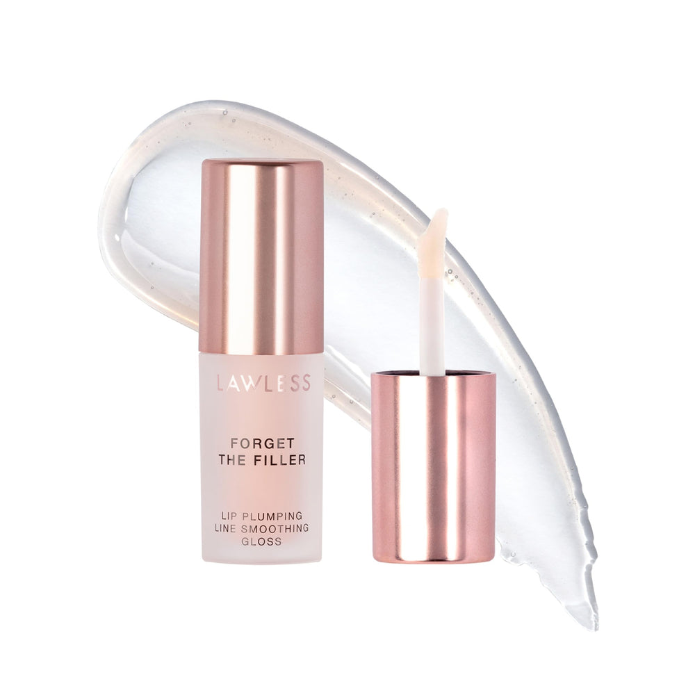 LAWLESS Mini Rosy Outlook lip plumper bottle showing compact packaging for on-the-go plumping
