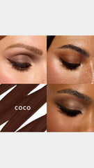 Swatch of Coco brown on eyelid showing rich color payoff