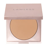 Lawless talc-free powder compact delivers a natural matte finish.