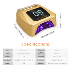 Layhou 72W nail lamp desk setup shows compact design for storage