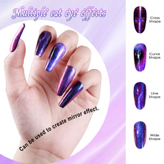 Laza Cat Eye magnetic stick in action creates line patterns for stylish nail art