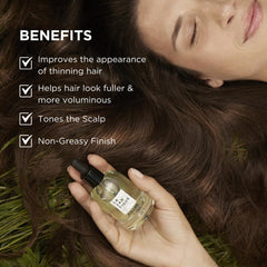 Lazartigue Fuller Hair Serum texture close-up showing gel-like finish for non-greasy look.