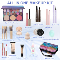 LAZORA teen makeup set brushes and case demonstrate portable, all-in-one kit convenience.