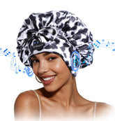 LC-dolida Bluetooth silk bonnet with stereo speaker for wireless sleep audio.