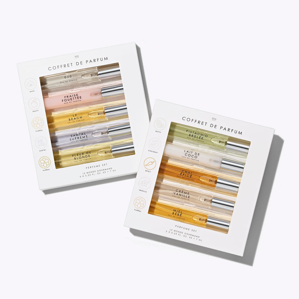 Le Monde Gourmand two-box set for on-the-go fragrance discovery.