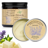 Lecncix grass-fed beef tallow jar closeup for natural skin nourishment.