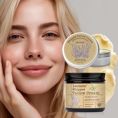 Lecncix lavender scented tallow cream swirl with soothing aroma.