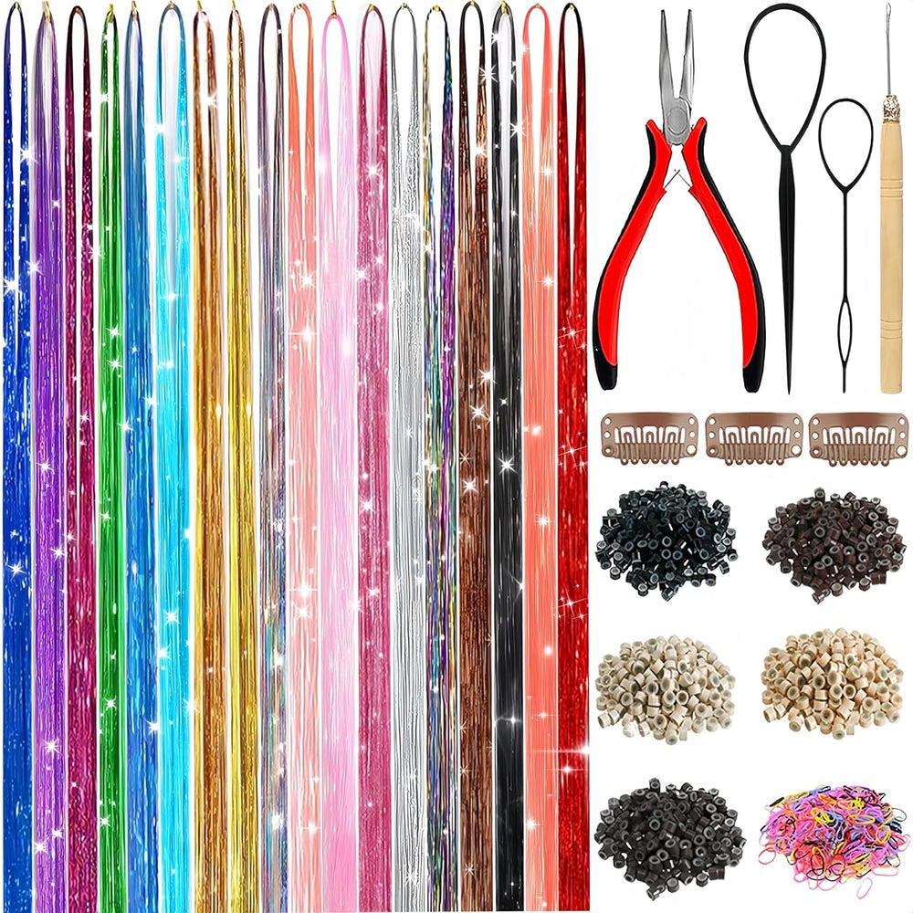 LEDIZE hair tinsel kit in 18 colors for vibrant daily styles.