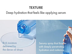 Leegeehaam Hyal Reyouth Oil Drop Mist on hand showing lightweight texture